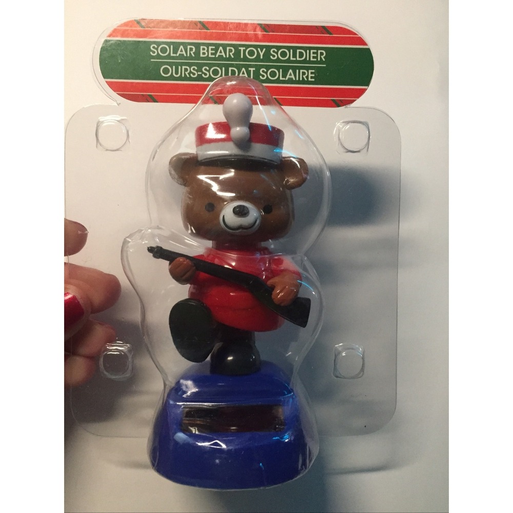 NEW Solar Dancer Powered Dancing Merry Christmas Bear Toy Soldier Bobble Head!